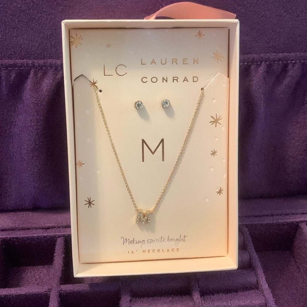 Lauren Conrad 16” M necklace and earring set